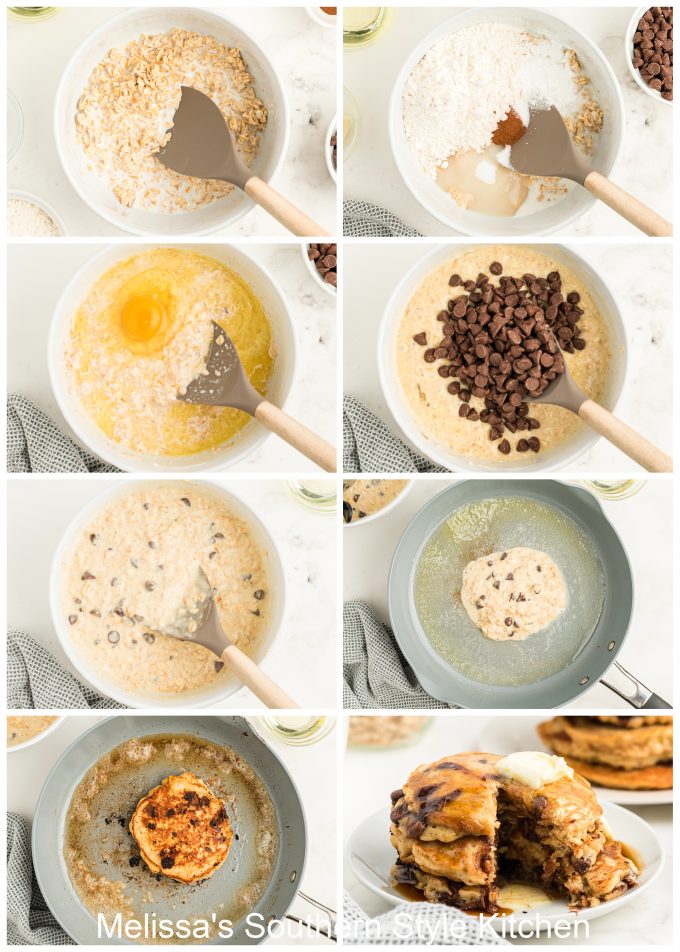 ingredients for Oatmeal Chocolate Chip Pancakes 