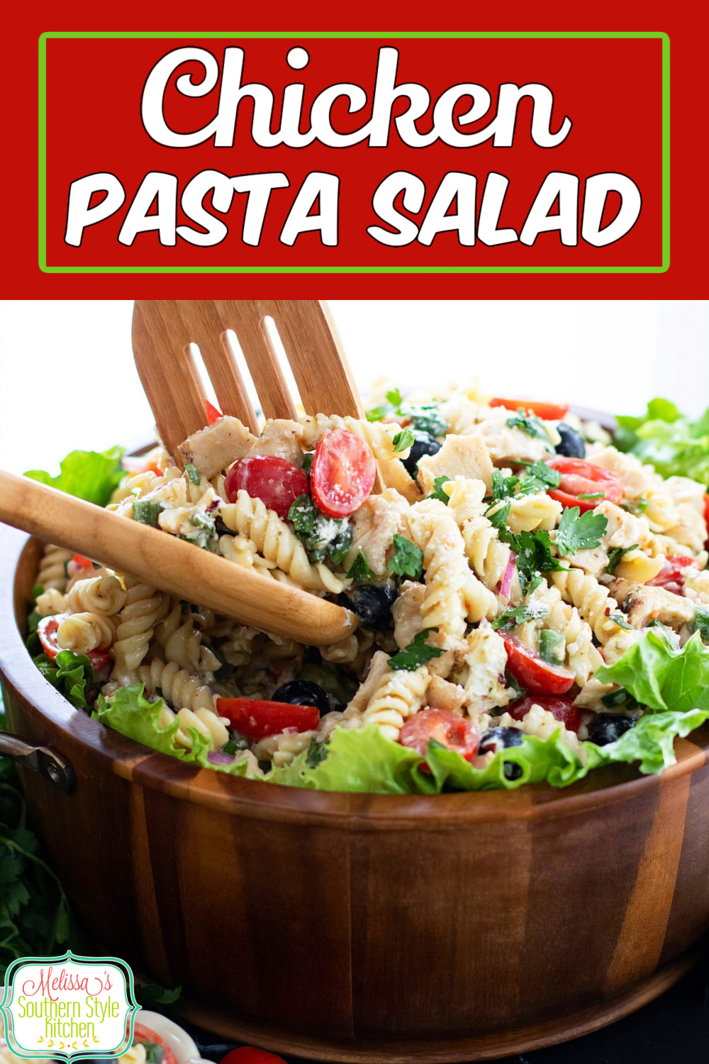 This Chicken Pasta Salad is filled with grilled chicken, chevre cheese and rotini pasta making it ideal for a family dinner or entertaining #pastasalad #chickenpastasalad #pastasaladrecipes #pasta #pastarecipes #grilledchicken #chickenrecipes #salads #southernrecipes via @melissasssk