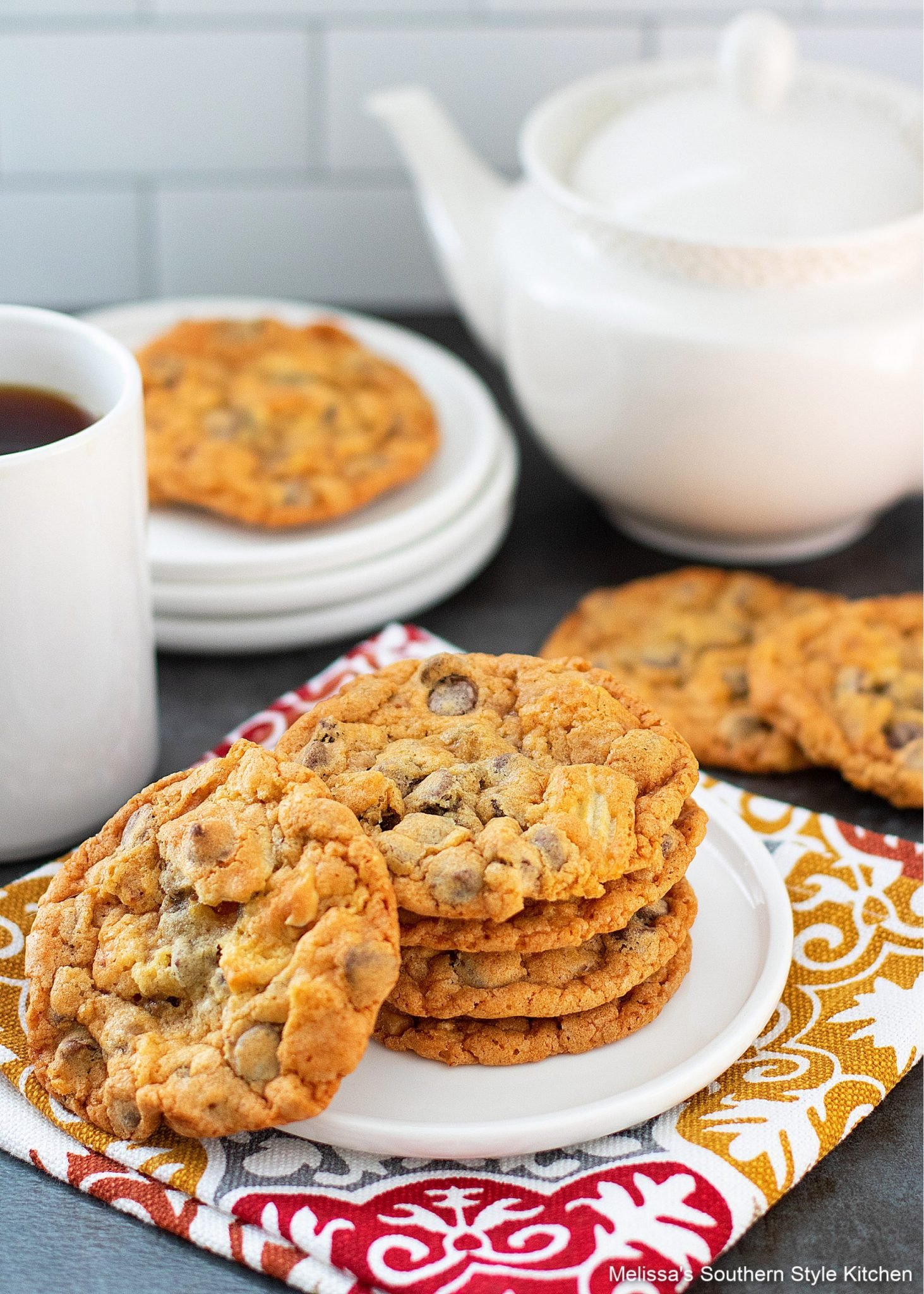Potato Chip Chocolate Chip Cookies plated