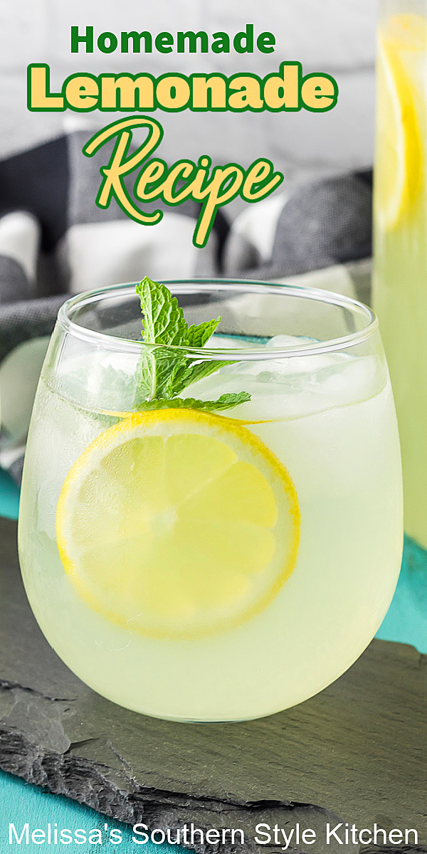 Whip-up a batch of lemonade using this Homemade Lemonade Recipe. It's a fabulous way to cool down on a sultry afternoon #lemonade #homemadelemonad #lemonaderecipe #easylemonaderecipe #southernrecipes