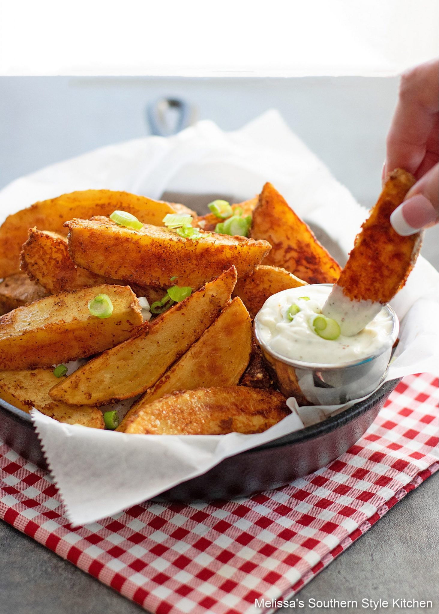 dipping baked potato wedges