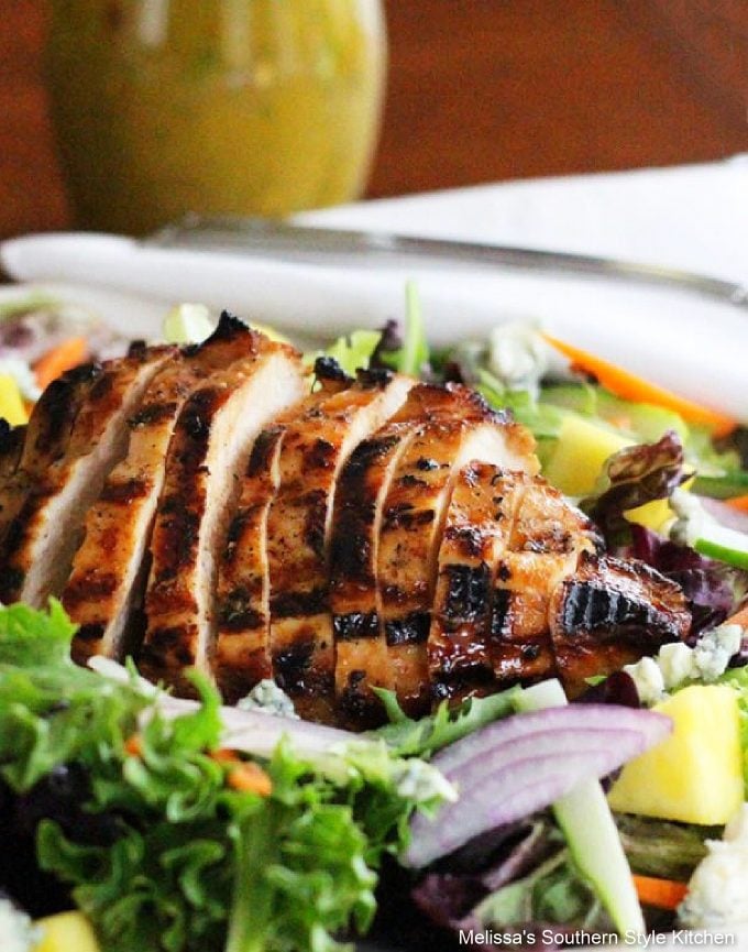plated Grilled Polynesian Chicken Salad 