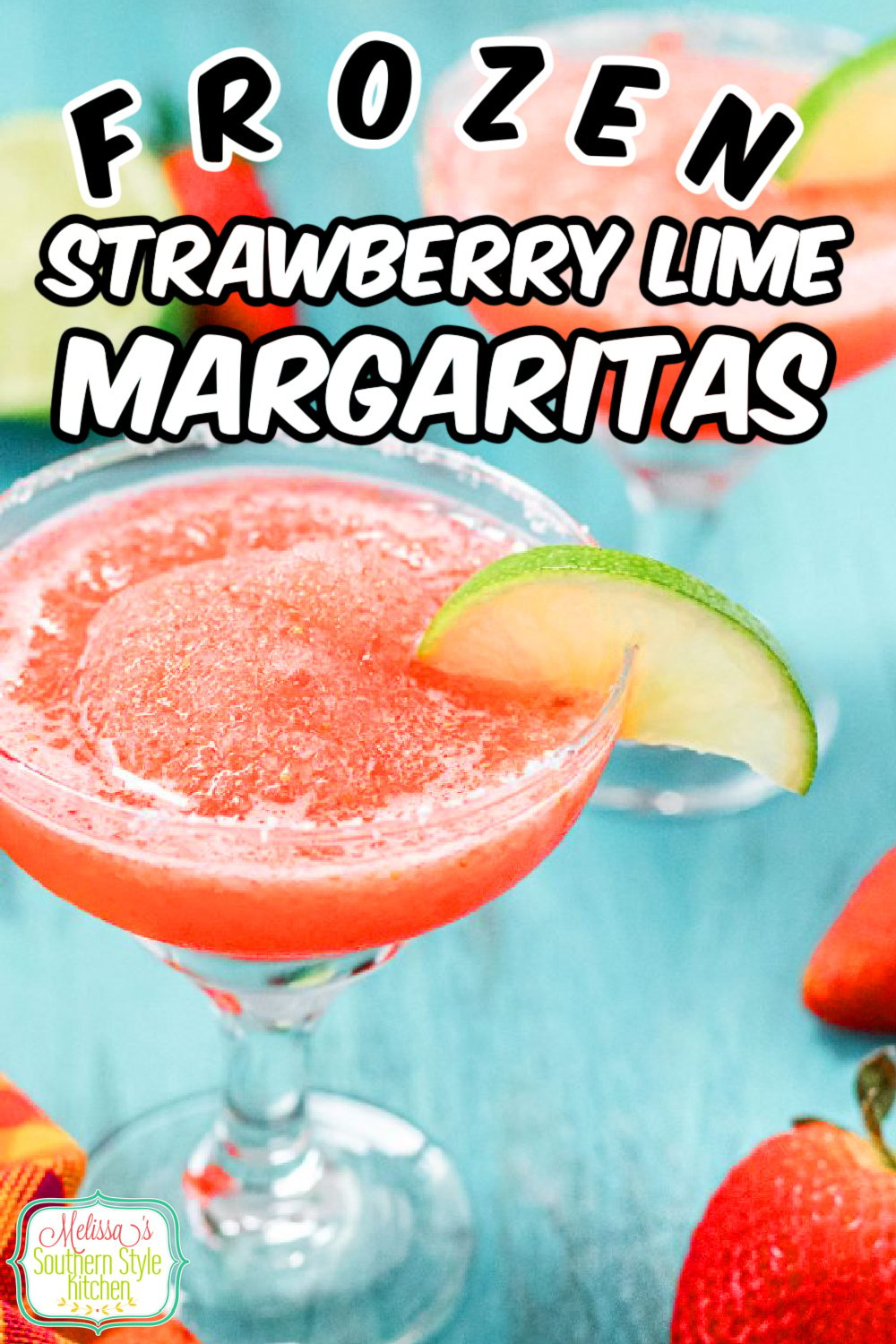 These Easy Frozen Strawberry Lime Margaritas are just the ticket when creating your own fiesta #margaritas #strawberrymargaritas #strawberrylimemargaritas #virginmargaritas #drinks #partyfood via @melissasssk