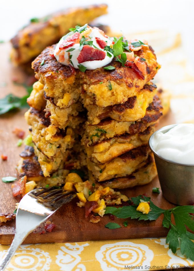 plated Loaded Corn Cakes 