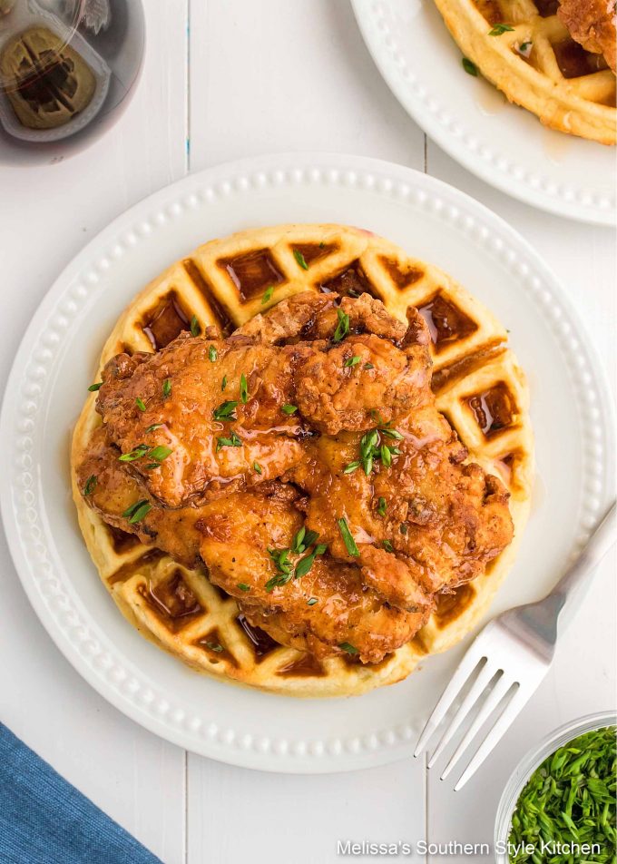 plated Southern Fried Chicken and Waffles