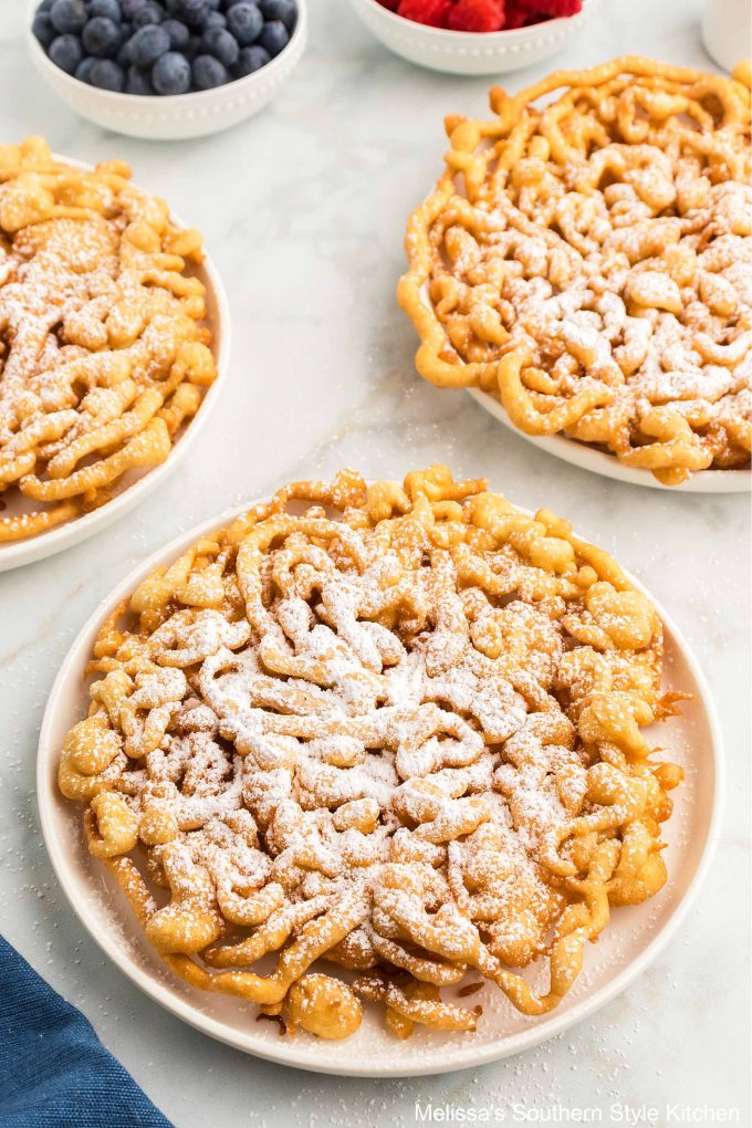 Funnel Cakes dusted with powdered sugar