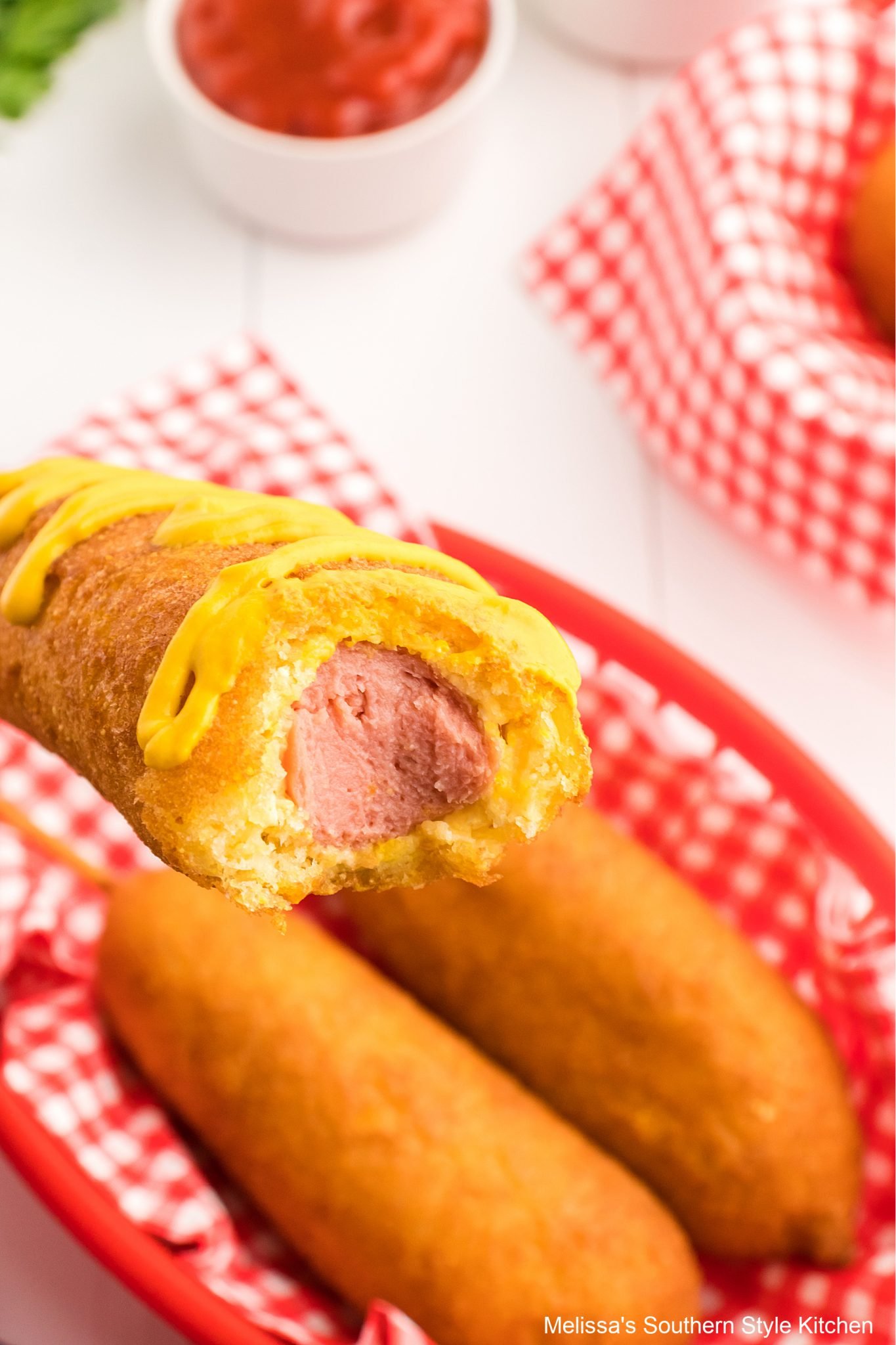 Homemade Corn Dogs with mustard
