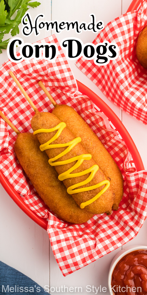 Treat the family to these Homemade Corn Dogs and enjoy this American classic at home #corndogs #homemadecorndogs #hotdogs #corndogrecipes #friedcorndogs #easycorndogs #conrdogbatter
