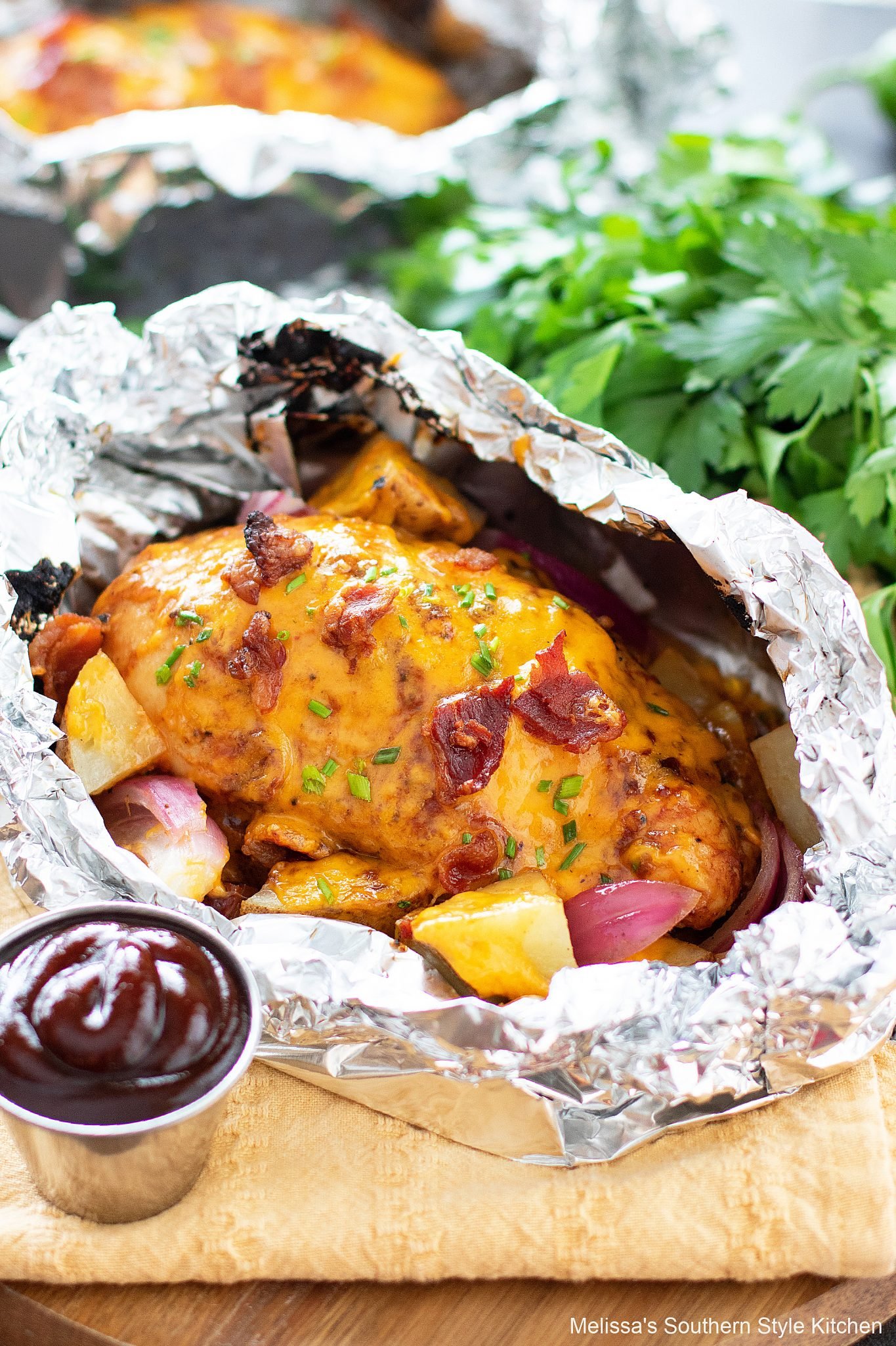 baked Barbecue Chicken and Potato Foil Packs