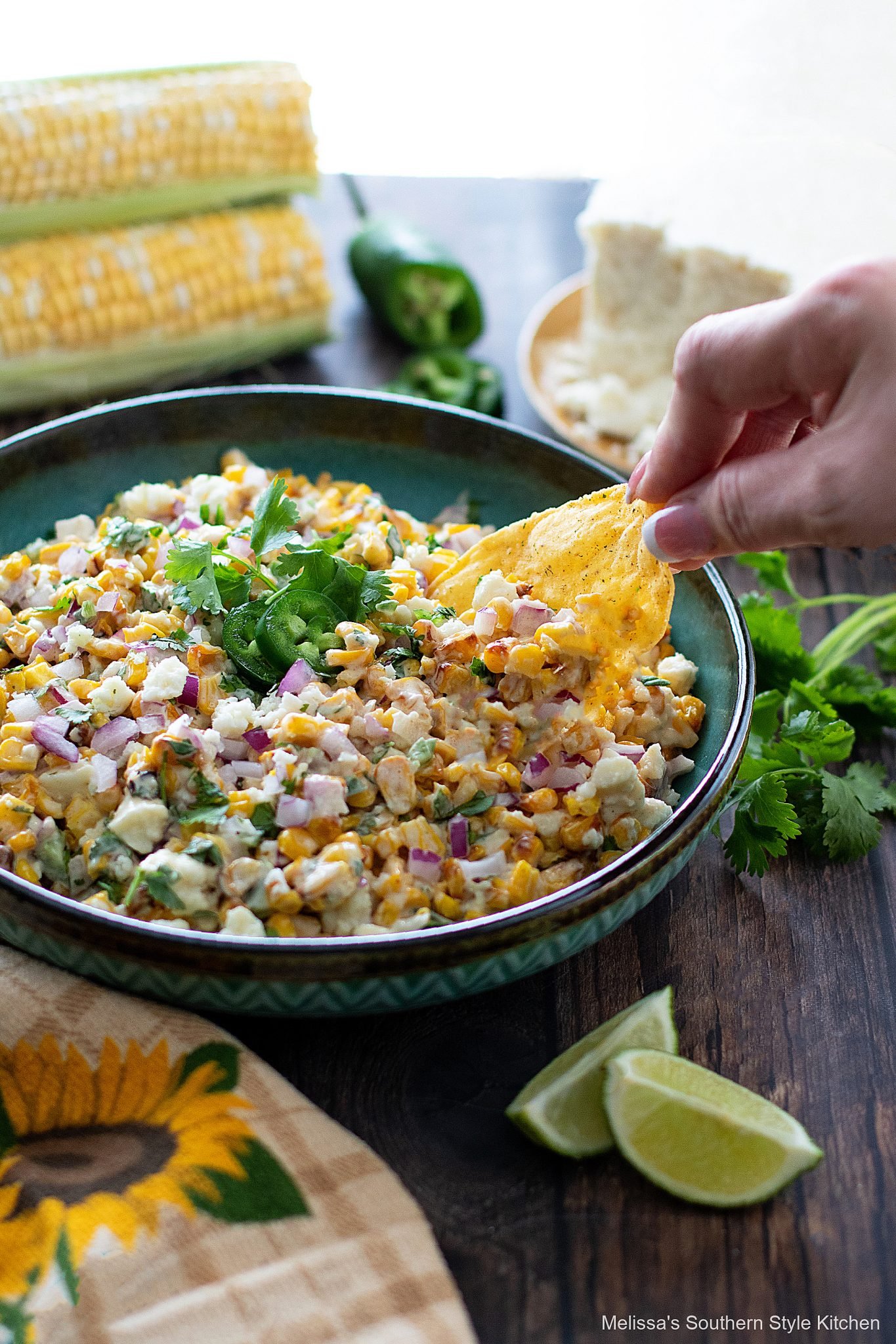 dipping Mexican Street Corn Salad