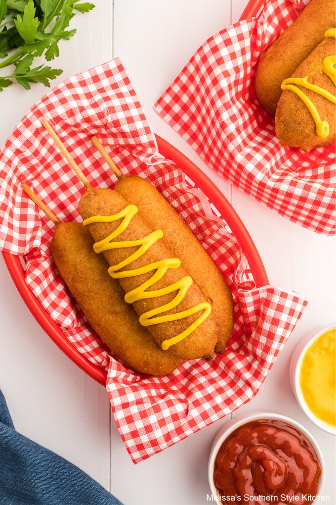 plated Homemade Corn Dogs 