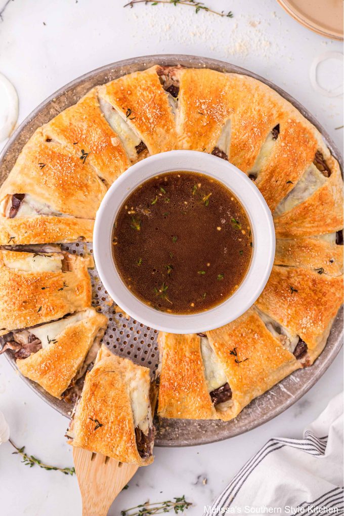 sliced how to make a French Dip Crescent Ring