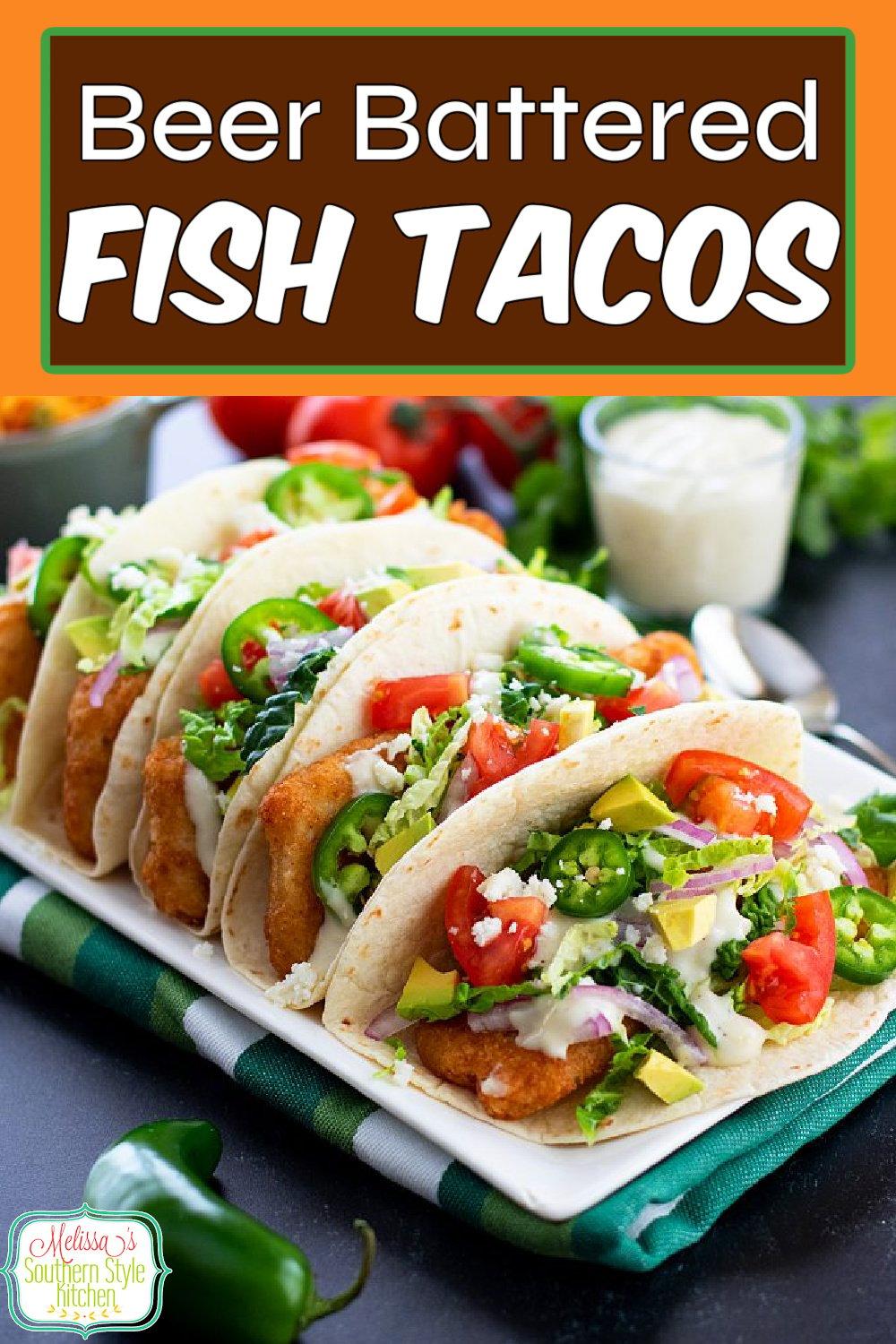 These full flavored crispy Beer Battered Fish Tacos are the perfect opportunity to set up a  toppings bar and create a seafood fiesta at home #fishtacos #beerbatteredfish #fish #friedfishrecipes #cod #mexicanfood #tacos #tacotuesday #beerbatter #fishfryrecipes #southerfriedfish via @melissasssk