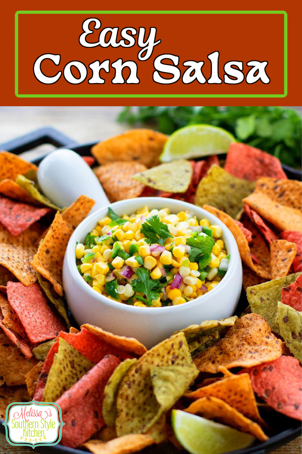 This Easy Corn Salsa recipe can be served as a condiment for salads, tacos, burrito bowls or as an appetizer with tortilla chips for dipping. #cornrecipes #easycornsalsa #salsa #salsarecipes #corn #salsarecipe #freshcornrecipes #cornonthecob #roastedcorn