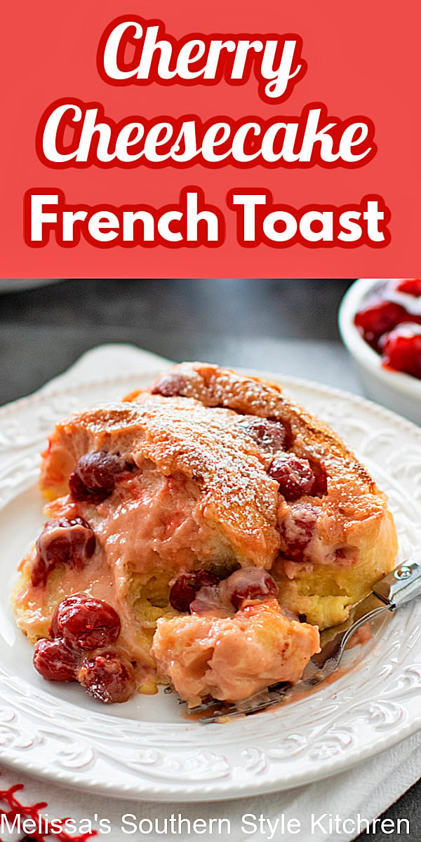 This delectable Cherry Cheesecake French Toast recipe is an indulgent fusion dish combining french toast with a cherry cheesecake filling #frenchtoast #cherrycheesecake #frenchtoastrecipes #stuffedfrenchtoast #mothersdaybrunch #brunchrecipes #cheesecake #cherrydesserts