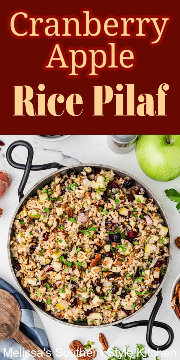This mouthwatering Cranberry Apple Rice Pilaf is packed with flavor and colors #ricepilaf #wildrecipes #ricerecipes #cranberries #cranberryapplewildrice #wildricepilaf #thanksgivingrecipes #fallrecipes #apples #easyricerecipes