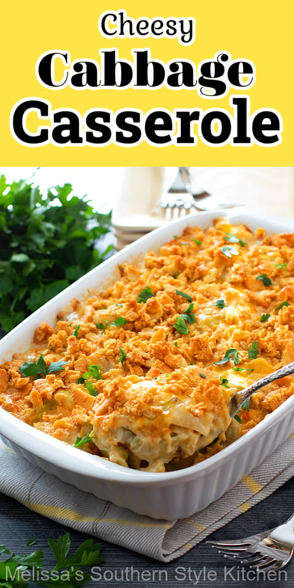 Turn a simple head of cabbage into this delicious Cheesy Cabbage Casserole #cabbagecasserole #cabbage #cabbagerecipes #casseroles #southernfood #southernrecipes #vegetarian #sidedishrecipes