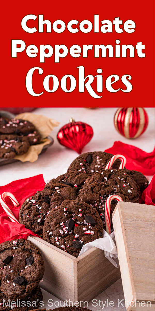 Add these Chocolate Peppermint Cookies to your Christmas cookies this year! #chocolatecookies #peppermintcookies #chocolaterecipes #chocolatecookierecipes #christmascookies via @melissasssk