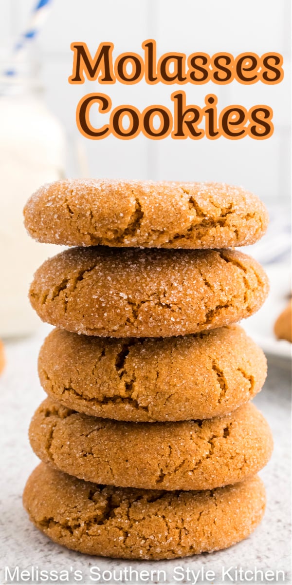 These crackled soft Molasses Cookies are simply heavenly with a cup of coffee or a tall glass of cold milk #molassescookies #gingercookies #cookierecipes #fallbaking #christmascookies #easymolassescookies #easycookies via @melissasssk
