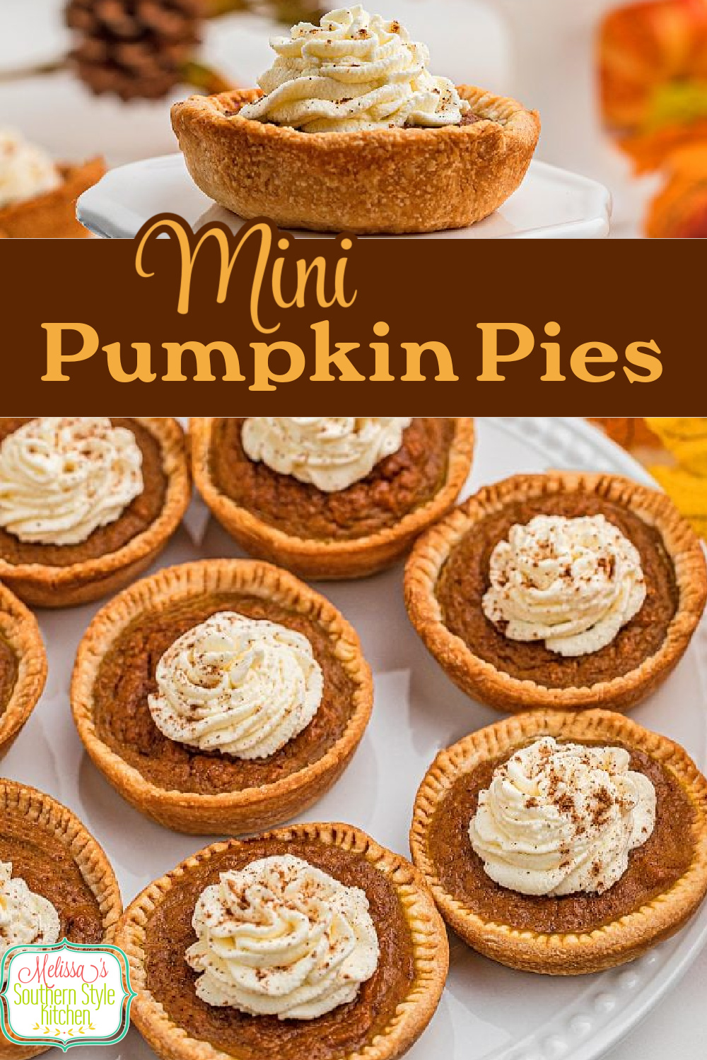 These Mini Pumpkin Pies are just the right size for those who like to sample all of the desserts on the holiday table #pumpkinpie #minipies #pumpkinpierecipes #muffinpanrecipes #thanksgivingdesserts #pie #southernpumpkinpie