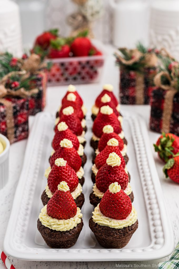 plated-santa-hat-topped-brownie-bites