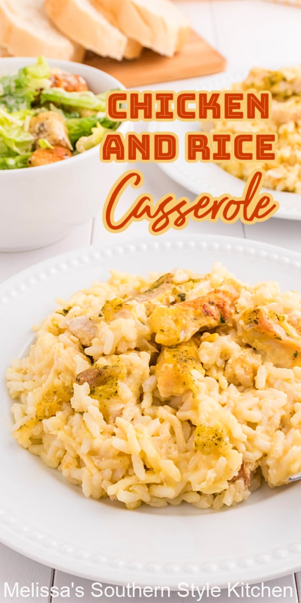 This easy Chicken and Rice Casserole recipe combines simple pantry ingredients into a meal the whole family will love #chickenandrice #chickencasserole #chickenrecipes #easychickenricecaserole #ricerecipes #easychickenbreastrecipes #easyrecipes #casseroles via @melissasssk