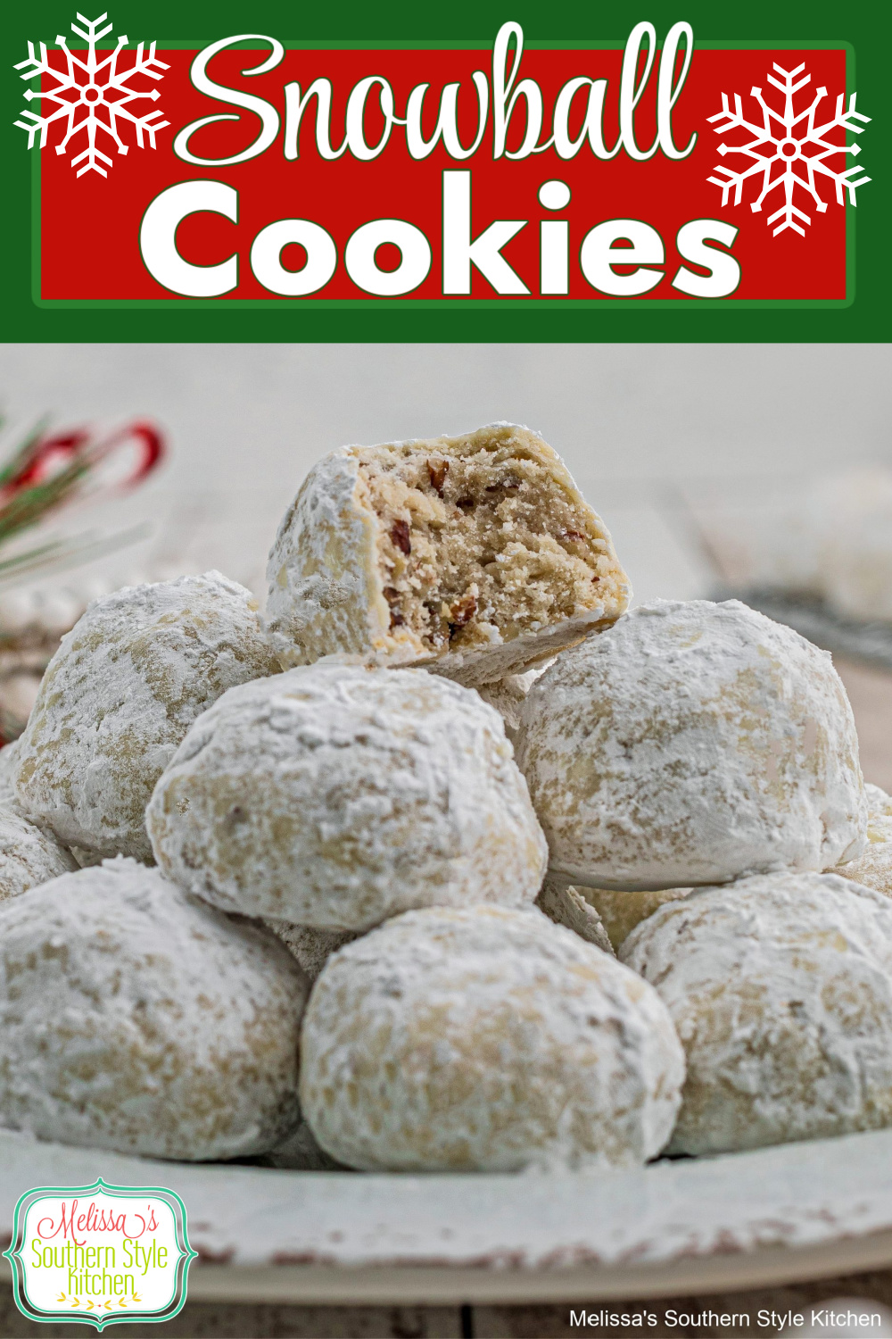 These holiday Snowball Cookies are rolled in a copious amount of powdered sugar, transforming them into a buttery bite of sugar cookie heaven #snowballs #snowballcookies #russianteacakes #mexicanweddingcookies #pecancookies #pecans #christmascookies #cookierecipes #bestsnowballcookies