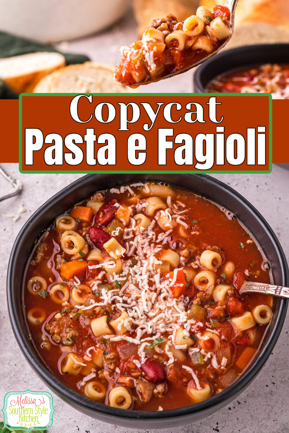 Pasta e Fagioli is hands down one of the most popular soups served at the Olive Garden. Now, you can make your own even better at home! #pastafagioli #soup #copycatolivegardenrecipes #soup #pastaefagioli #Italianrecipes #Italiansoup via @melissasssk