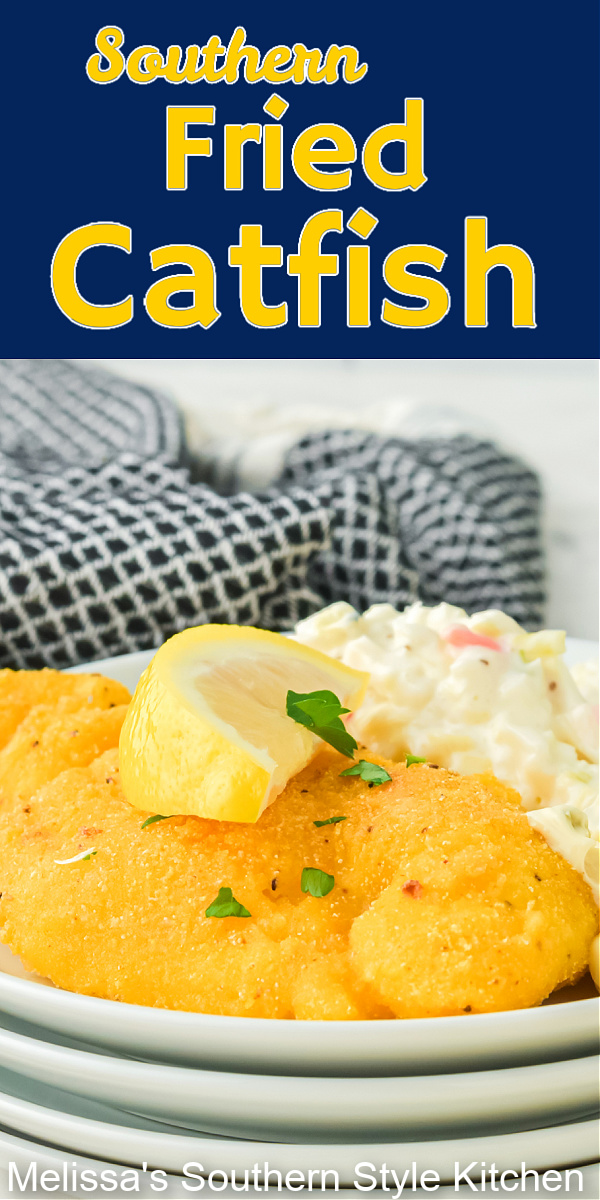 This Southern Fried Catfish recipe is perfectly seasoned with a crispy cornmeal coating that's certain to elevate your supper menu #catfish #catfishrecipe #southernrecipes #fishrecipes #friedcatfish #southernfriedcatfish via @melissasssk