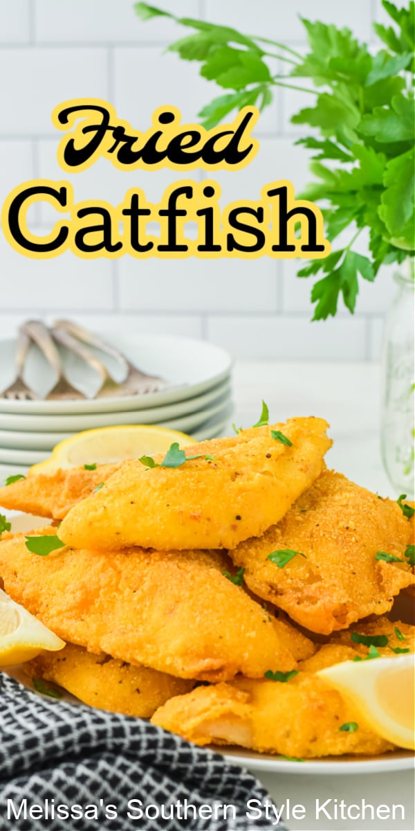 This Southern Fried Catfish recipe is perfectly seasoned with a crispy cornmeal coating that's certain to elevate your supper menu #catfish #catfishrecipe #southernrecipes #fishrecipes #friedcatfish #southernfriedcatfish