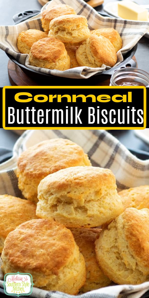 These Cornmeal Buttermilk Biscuits are a cross between a classic biscuit and cornbread perfect for serving with soup, chili or pinto beans. #southernbiscuits #cornmealbiscuits #cornbread #buttermilkbiscuits #bestbiscuitrecipes