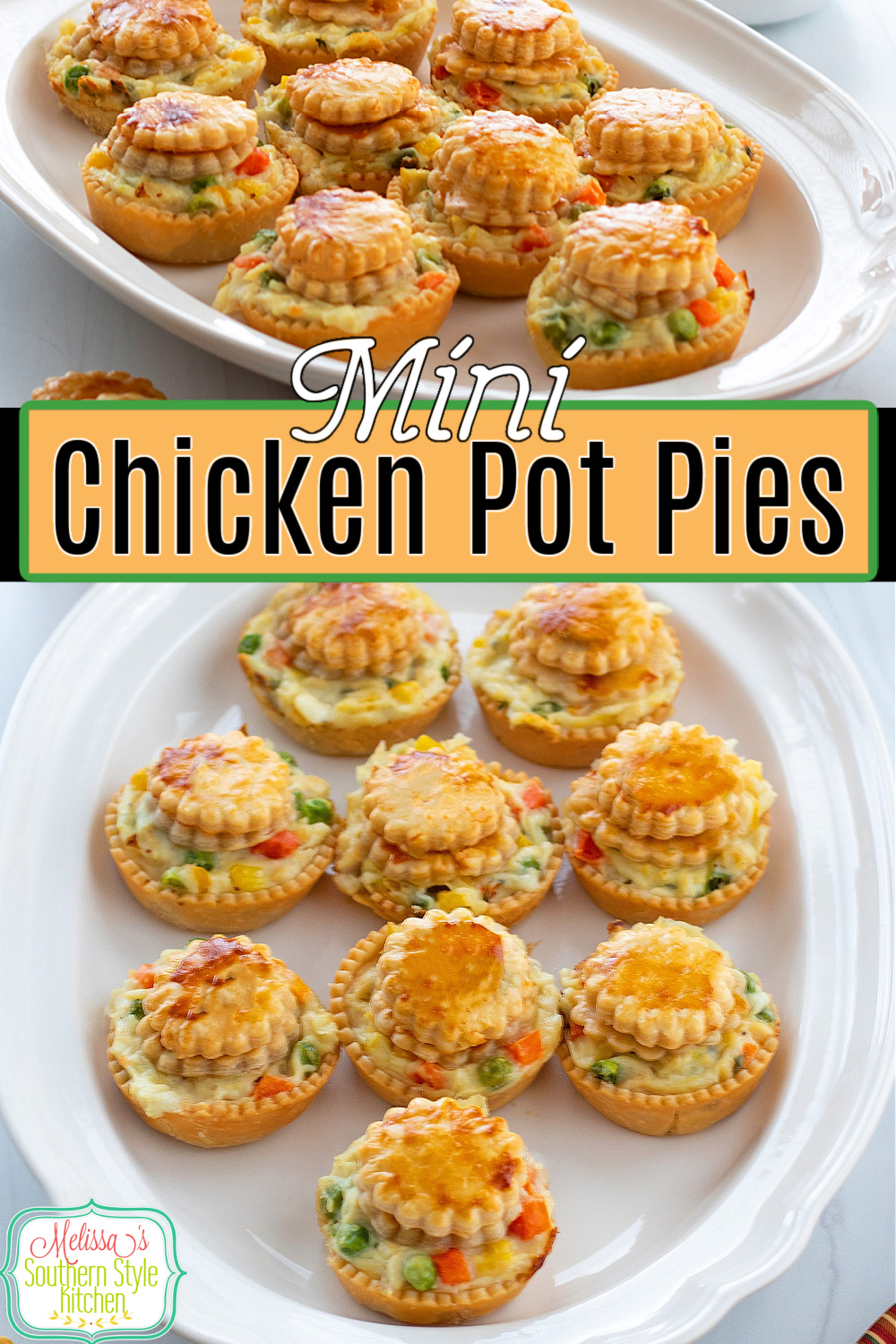 These Mini Chicken Pot Pies are perfect when you're cooking for one or two people or those times when a single serving entrée is on the menu #chickenpotpie #minipotpies #bestchickenpotpierecipe #easychickenrecipes #muffinpanrecipes #minichickenpotpies #southernchickenpotpierecipe #southernrecipes via @melissasssk
