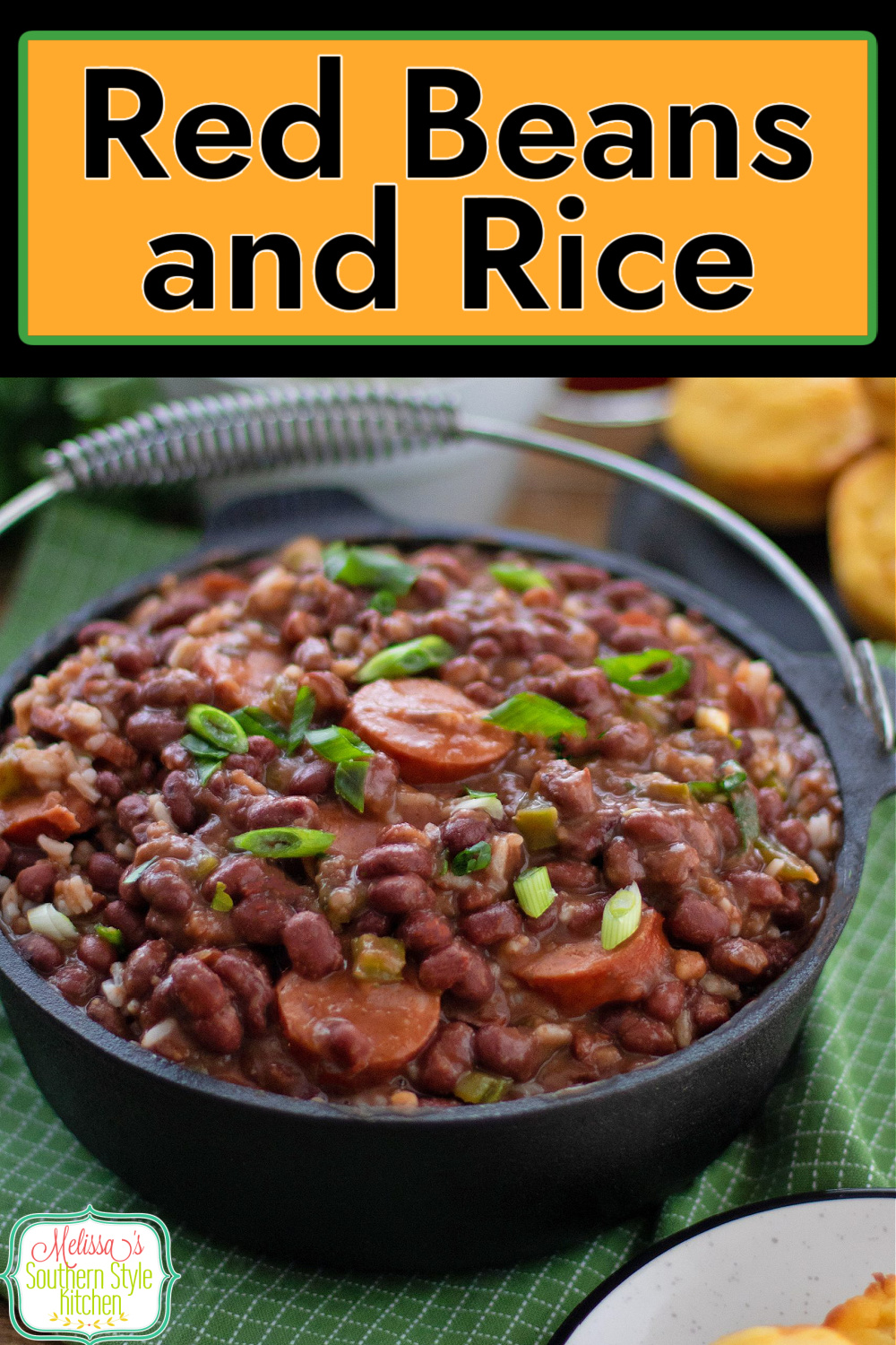 This dish featuring perfectly seasoned red beans, andouille sausage with rice is tummy filling and won't break the bank #redbeaansandrice #redbewans #andouillesausage #Cajunfood #beans #ricerecipes #dinnerideas #dinner #southernfood #southernrecipes via @melissasssk