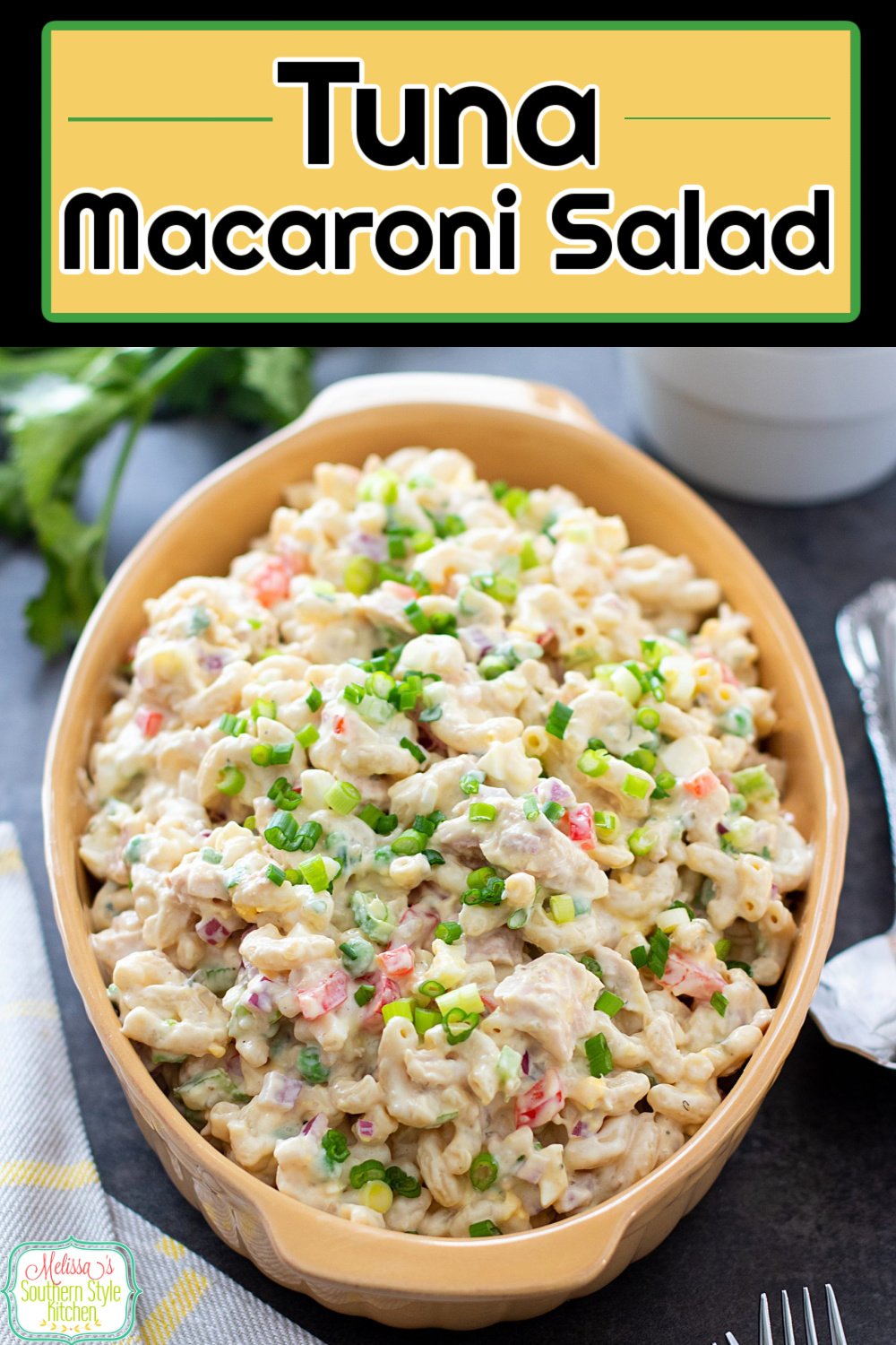 This Southern Tuna Macaroni Salad Recipe is packed with albacore tuna, macaroni and fresh vegetables tossed with a creamy homemade dressing #macaronisalad #southernsalads #tunamacaronisalad #saladrecipes #bestmacaronisalad #saladeecipes #easymacaronisalad via @melissasssk