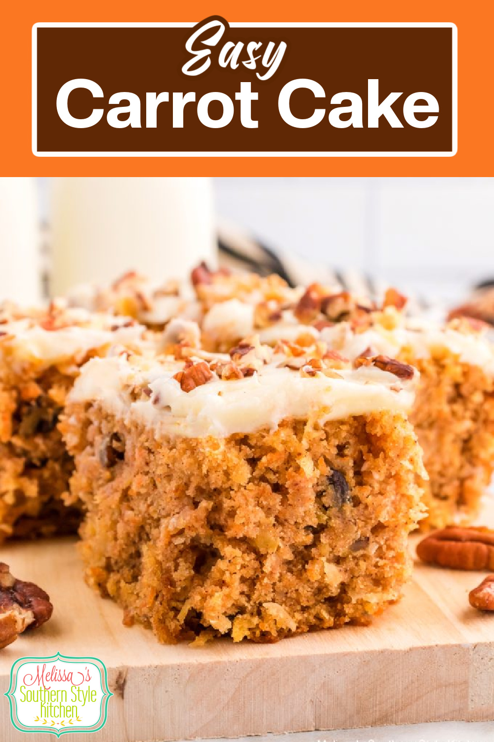 This Easy Carrot Cake Recipe with cream cheese frosting will make a delicious addition to your special occasion desserts menu #carrotcake #sheetcakerecipes #homemadecarrotcake #easterdesserts #homemadecakerecipe #southerncarrotcake #easycarrotcakerecipe #bestcarrotcake