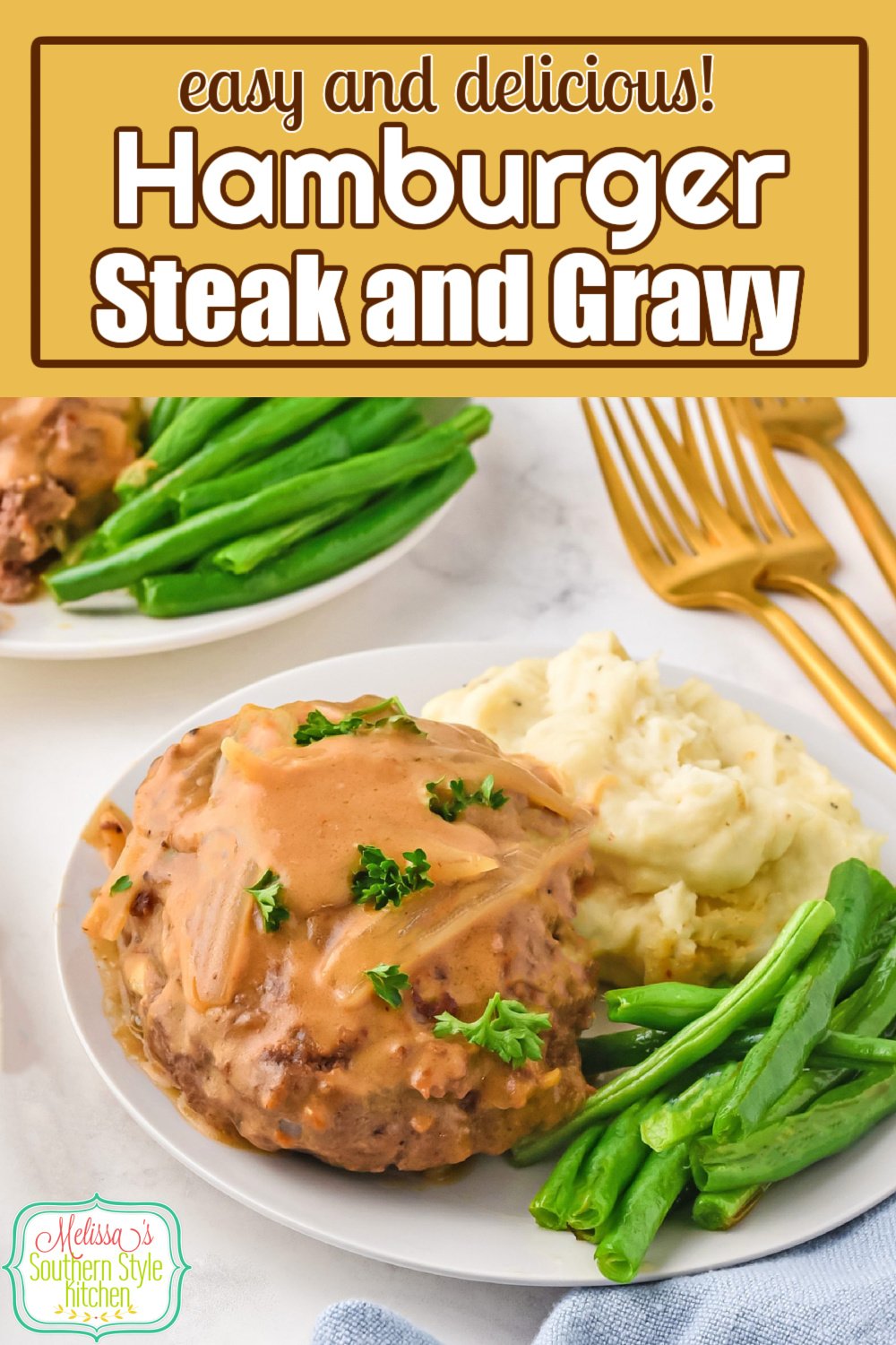This easy Hamburger Steak recipe is smothered with a rich homemade onion gravy. It's a Southern style feast with a side of mashed potatoes #hamburgersteak #besthamburgerrecipes #southernhamburgersteak #oniongravy #salisburysteak #easyhamburgersteaks #easygroundbeefrecipes via @melissasssk
