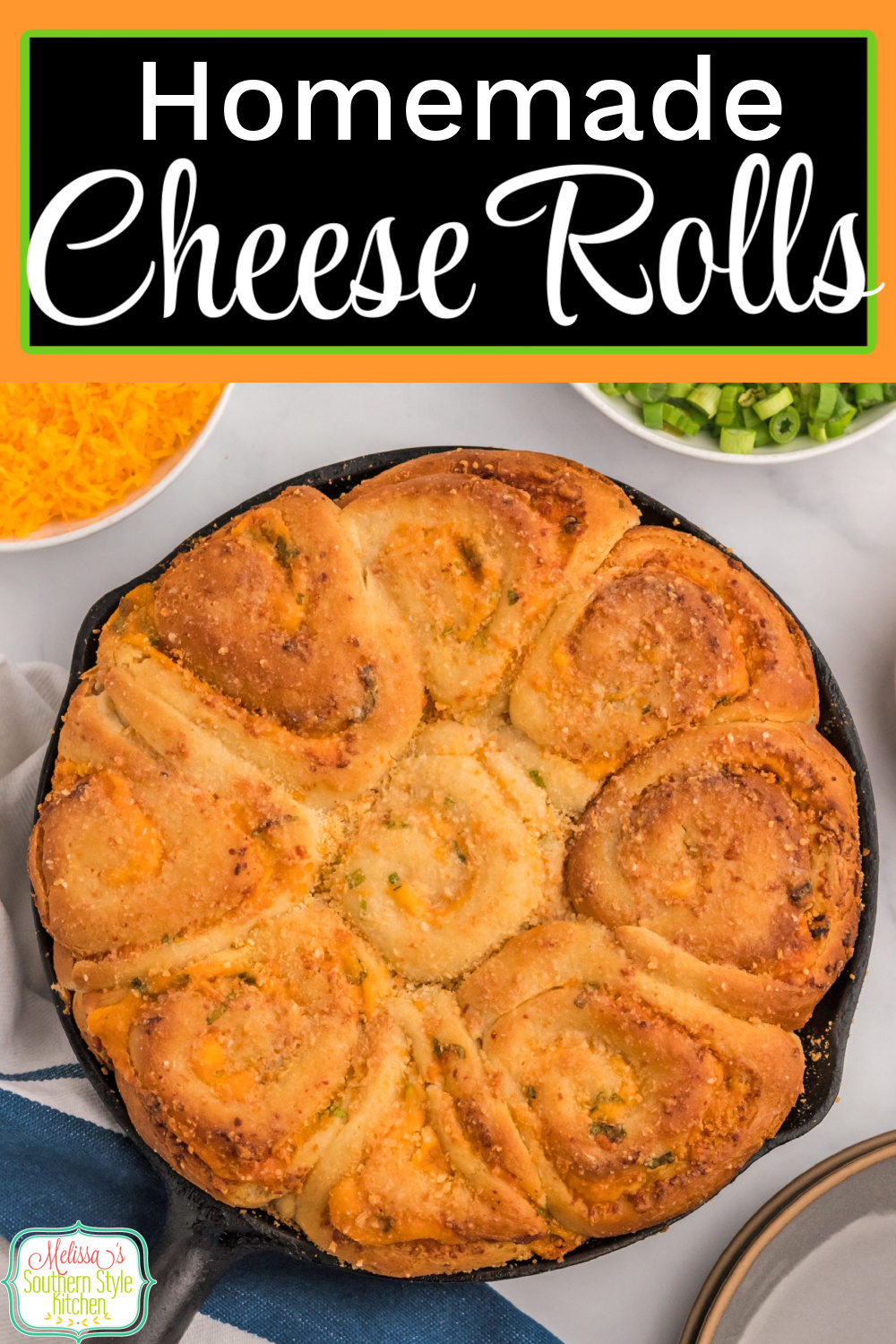 This homemade Cheese Rolls recipe is a delicious savory riff on cinnamon rolls stuffed with a buttery cheddar cheese filling #cheeserolls #homemaderolls #breadrecipes #easyyeastrolls #rollsrecipe #bread #cheddarcheeserolls #cheesebread via @melissasssk