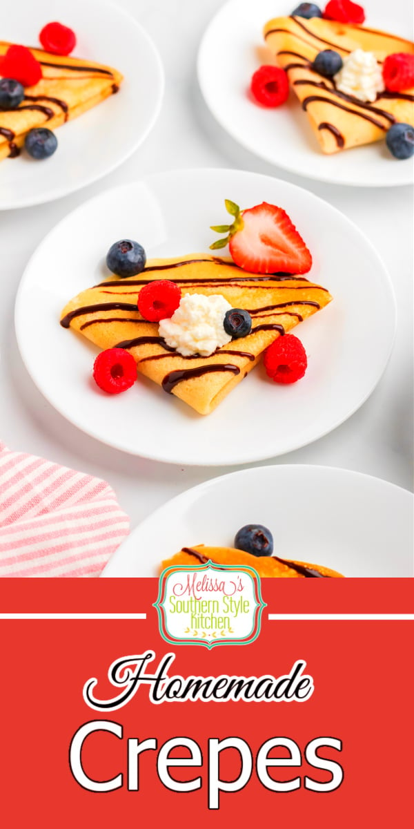 This easy Crepes recipe can be drizzled with chocolate and filled with pastry cream, whipped cream or simply dusted with powdered sugar #crepes #easycrepesrecipe #howtomakecrepes #frenchcrepesrecipe #easycrepes