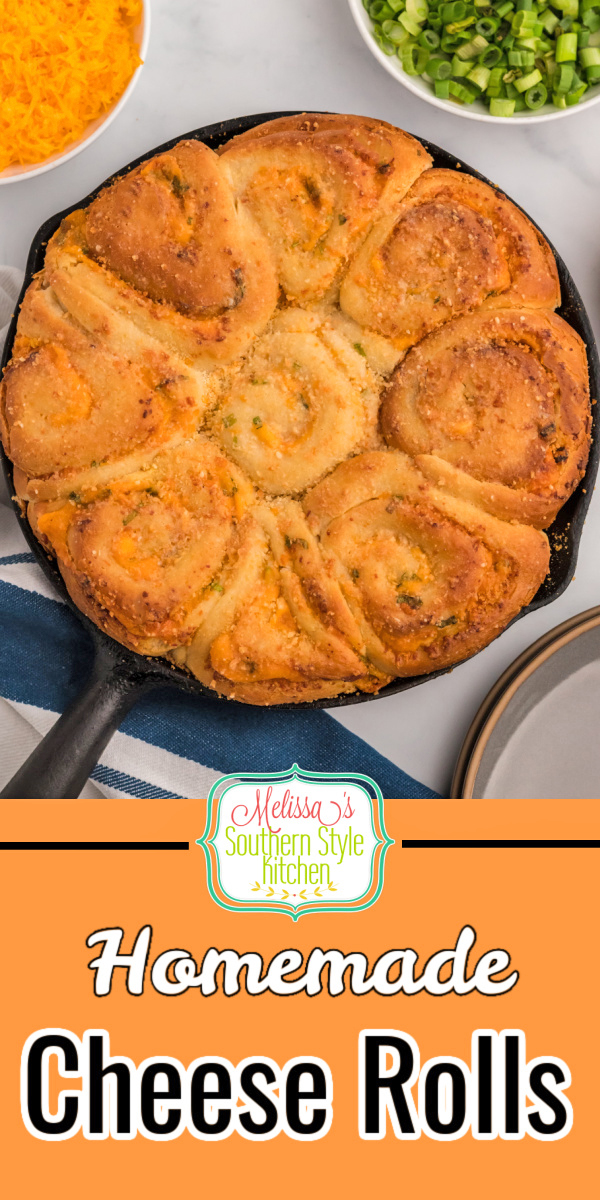 This homemade Cheese Rolls recipe is a delicious savory riff on cinnamon rolls stuffed with a buttery cheddar cheese filling #cheeserolls #homemaderolls #breadrecipes #easyyeastrolls #rollsrecipe #bread #cheddarcheeserolls #cheesebread via @melissasssk