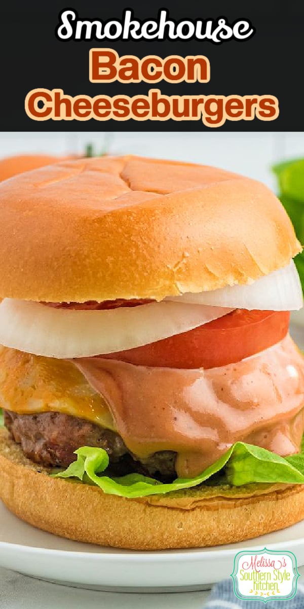 Slather these Smokehouse Bacon Cheeseburgers with barbecue mayonnaise just before serving #cheeseburgers #baconcheeseburgers #bbq #barbecuerecipes #burgers #cheeseburgers #beef #easygroundbeefrecipes #grilledburgers #grilling via @melissasssk