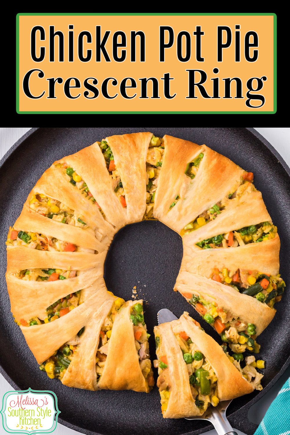 This mouthwatering Chicken Pot Pie Crescent Ring recipe features all of the familiar flavors we love wrapped up in crescent roll dough #chickenpotpie #chickenrecipes #rotisseriechickenrecipes #chickencrescentring #crescentrollrecipes #easychickenbreastrecipes via @melissasssk