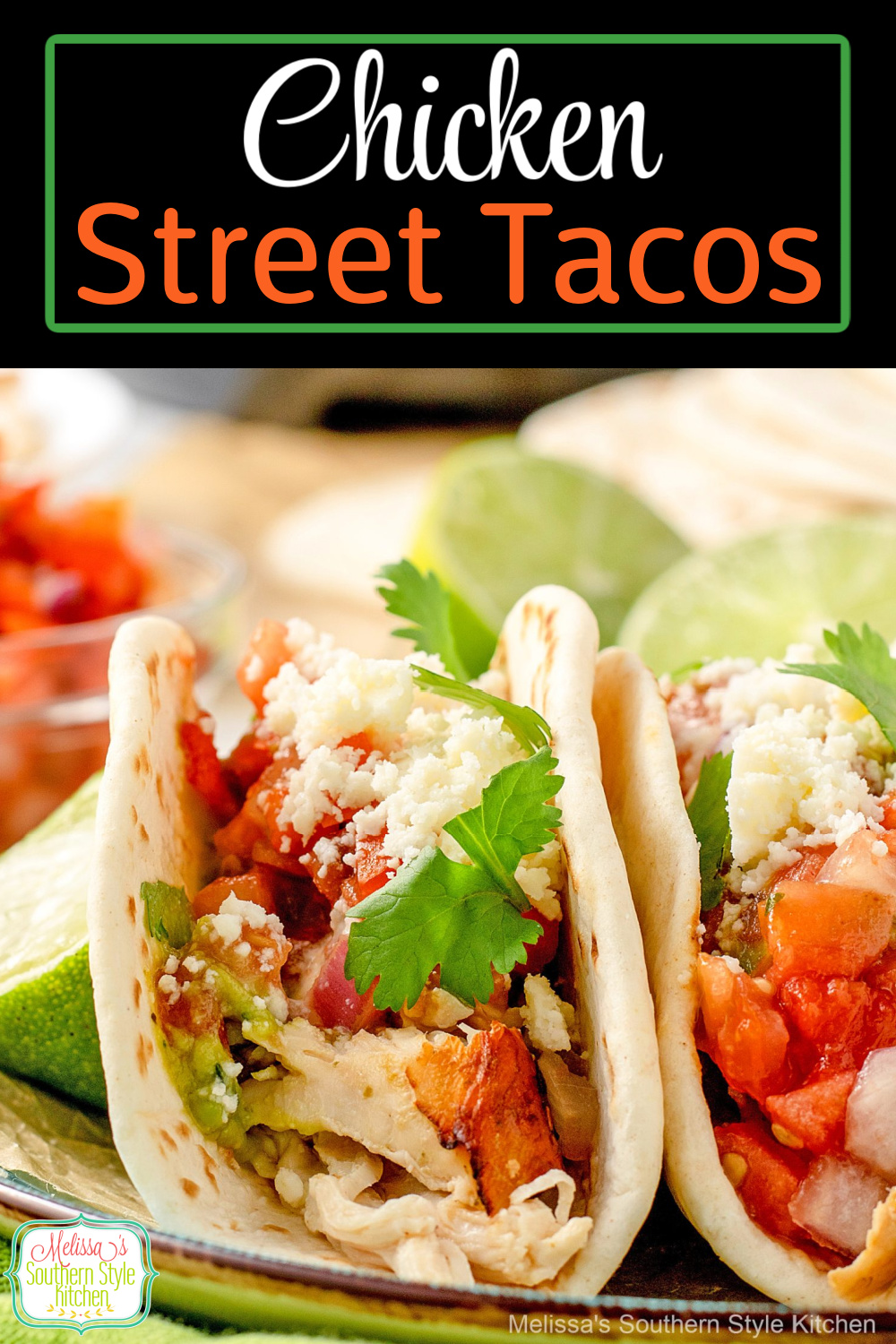 This easy salsa verde Chicken Street Tacos recipe can be made in an air fryer, on the grill or roasted in the oven! #airfryertacos #chickenstreettacos #tacorecipes #easychickenbreastrecipes #easystreettacos #tacotuesday #chickentacos #airfryerrecipes #grilledchickenrecipes via @melissasssk
