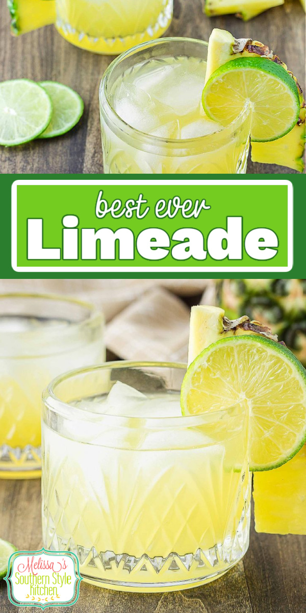 Serve this light and refreshing Easy Limeade Recipe over plenty of ice as the featured homemade drink for your next backyard barbecue #limeade #easylimeaderecipe #easylimemade #limeaderecipe #hotomakelimeade #summerdrinks #drinkrecipes via @melissasssk