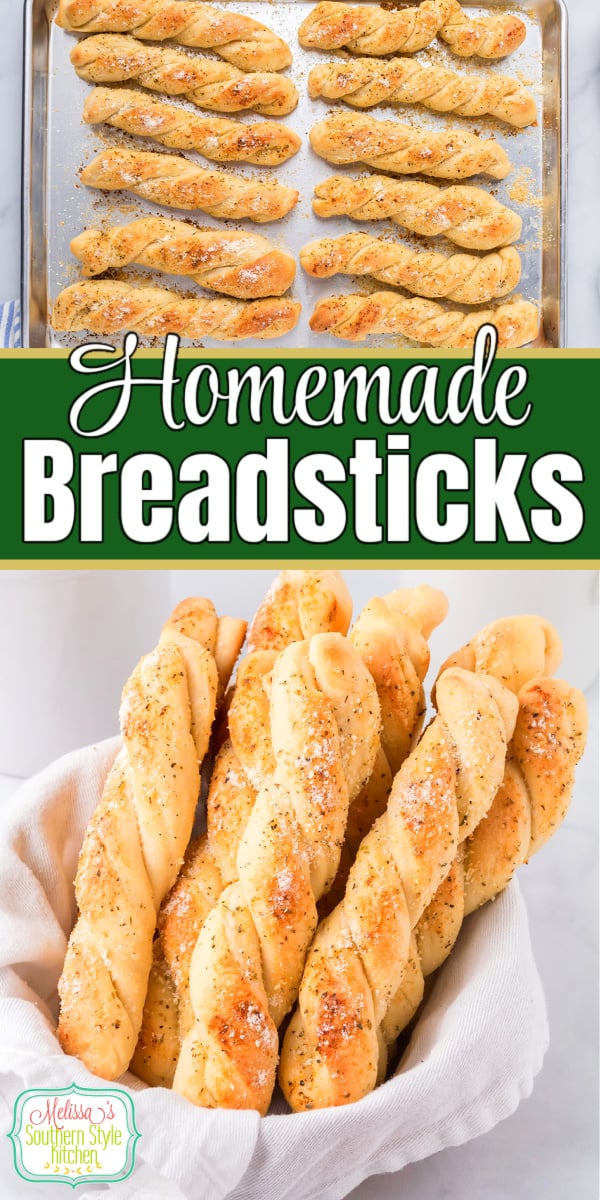 These buttery twisted Homemade Breadsticks are deliciously seasoned making them ideal for serving as an appetizer or a side dish #breadsticks #homemadebread #sourdoughbread #breadsticksrecipe #Italianbread #Italianbreadsticks #easybreadsticksrecipe via @melissasssk