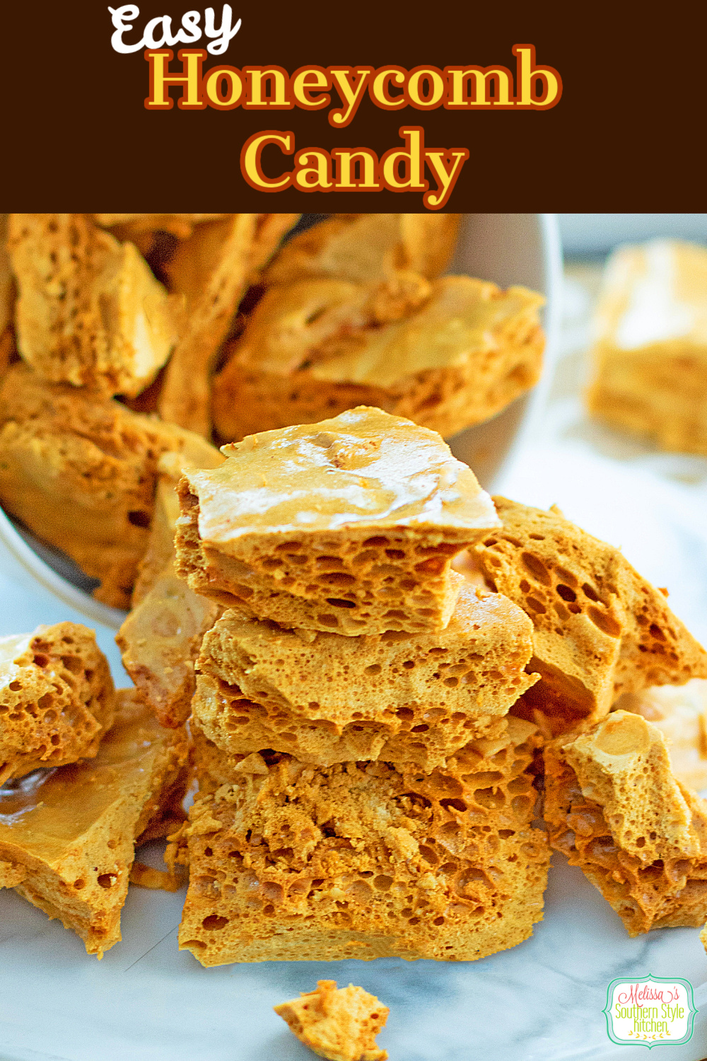 This crisp and airy Honeycomb Recipe is a deliciously simple candy to make #honeycomb #honeycombrecipe #honeycombcandy #candyrecipes #easycandyrecipes #candy #honeycandy #holidayrecipes via @melissasssk