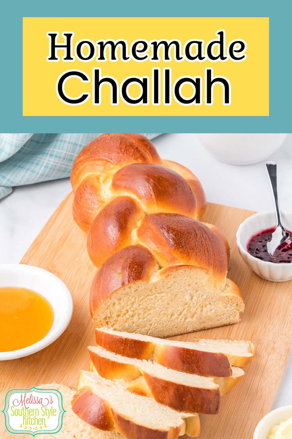 This delectable Challah Bread is perfection served as a side dish or with soups and stews for dipping in the broth. #challah #challahbread #homemadechallahbread #breadrecipes #easybreadrecipes #hannukahrecipes #bread via @melissasssk