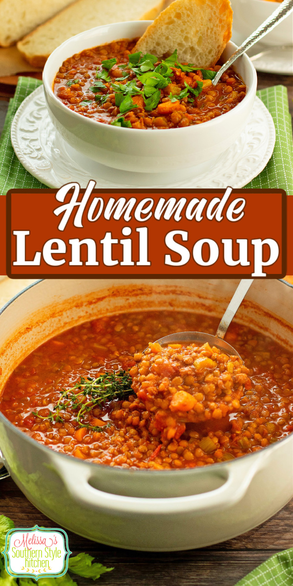 This Lentil Soup recipe is a filling dish that won't break the bank. Serve it with a side of crusty bread for dipping in the flavorful broth #lentils #lentilsoup #easysouprecipes #lentilrecipes #brownlentils #soup #souprecipes #lentilsouprecipe #brownlentilrecipes via @melissasssk