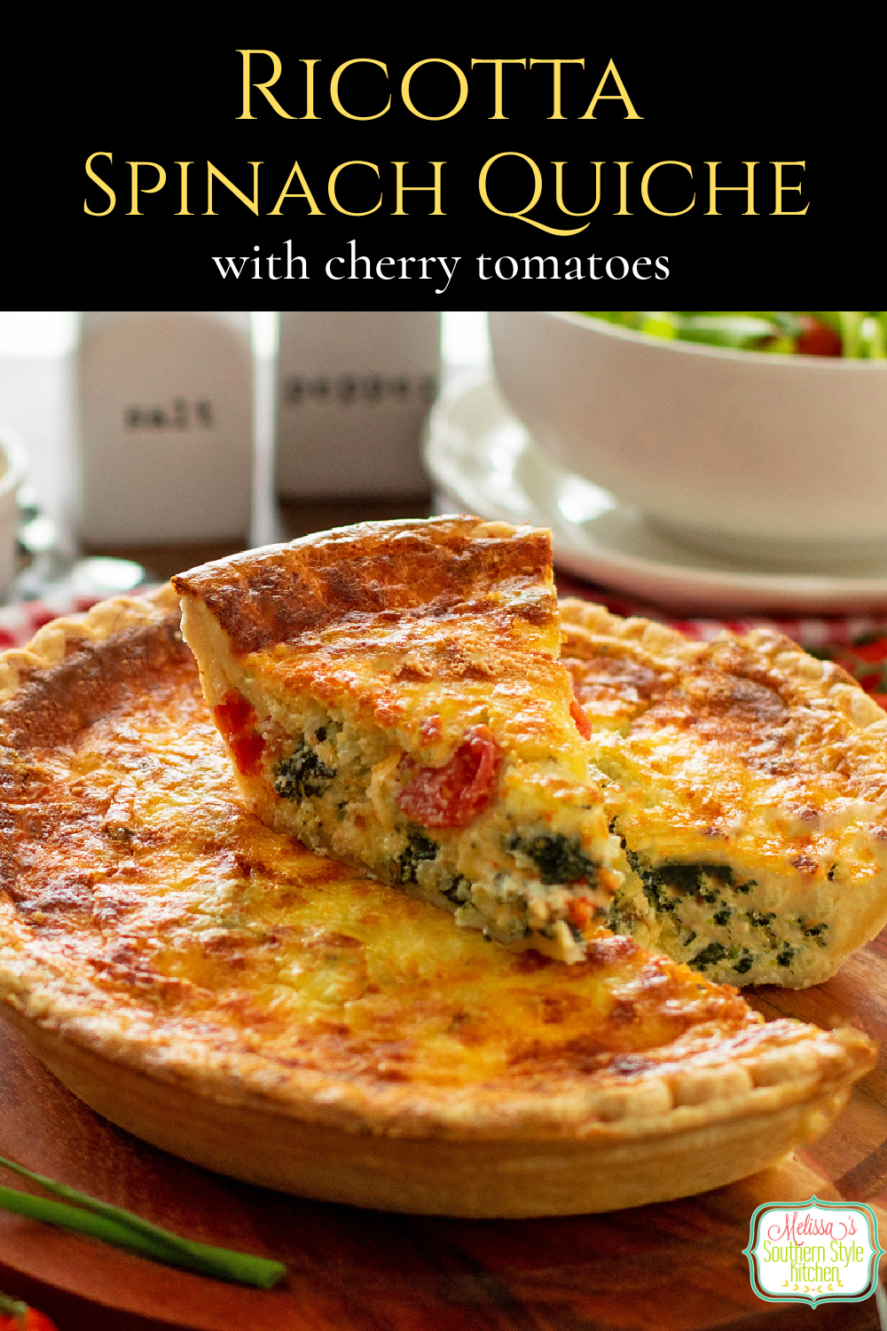 This easy homemade Ricotta Spinach Quiche recipe is a tasty main dish option for breakfast, brunch, lunch or dinner. #quiche #quicherecipes #spinachquiche #ricottaquiche #Italian #ricottarecipe #spinach #holidaybrunchrecipes