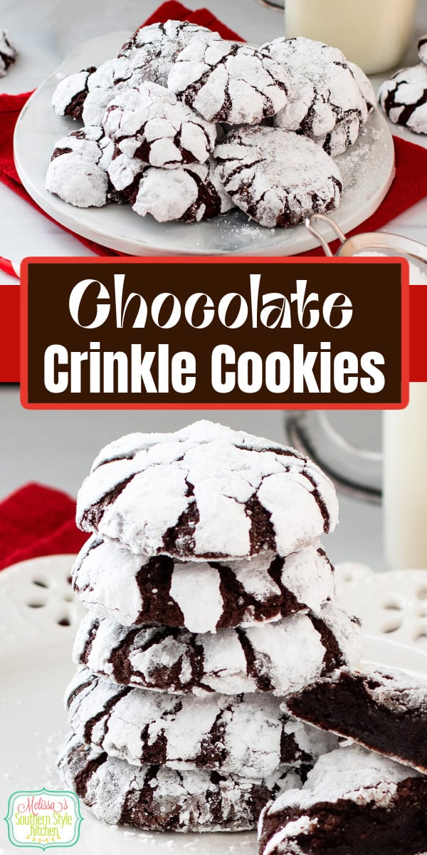 This fudgy Chocolate Crinkle Cookies recipe will make the perfect addition to your special occasion cookies and holiday baking. #cookierecipes #christmascookies #chocolatecookies #chocolatecrinklecookies #easycookierecipes #crinklecookiesrecipes via @melissasssk