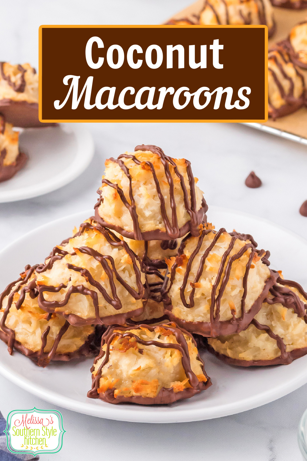 Chocolate dipped Coconut Macaroons are soft, chewy and delicious in every bite. #coconutcookies #macaroons #macarooncookies #cookierecipes #chocolate #easymacaroonrecipe